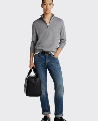 Tommy Hilfiger halve rits trui essential grijs | Regular-fit