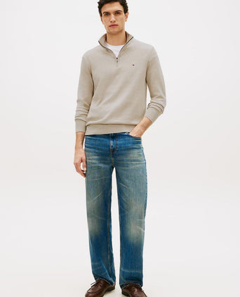 halve rits trui essential greige