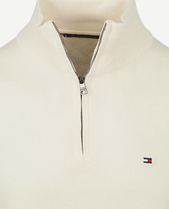 Tommy Hilfiger halve rits trui essential off white | Regular-fit