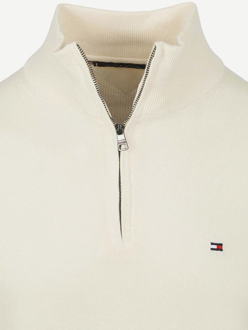 Tommy Hilfiger halve rits trui essential off white | Regular-fit