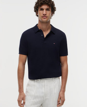 Knitted polo donkerblauw