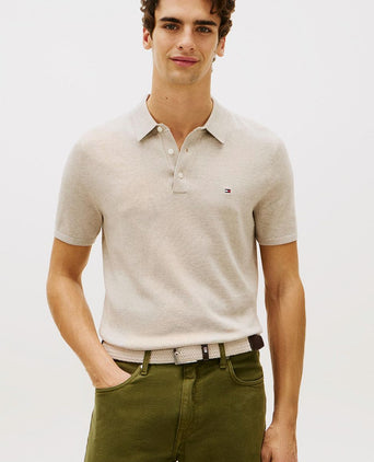 Knitted polo beige