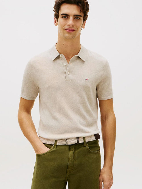 Knitted polo beige