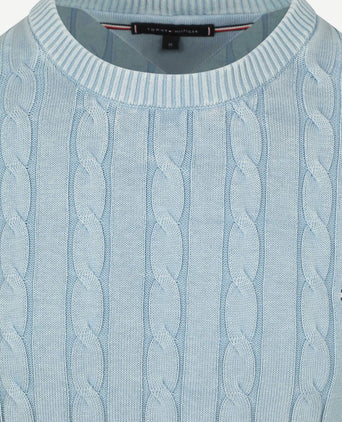 Tommy Hilfiger pullover cable lichtblauw | Regular-fit