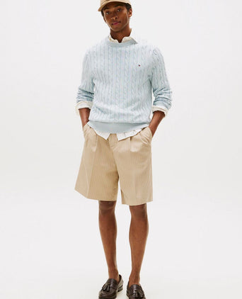 Tommy Hilfiger pullover cable lichtblauw | Regular-fit