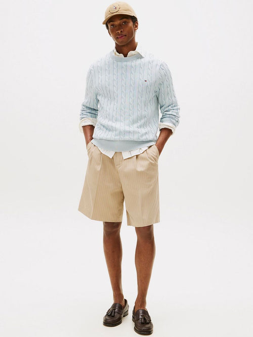 Tommy Hilfiger pullover cable lichtblauw | Regular-fit