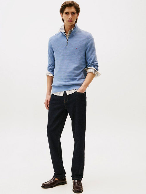 Pullover halfzip structure indigo