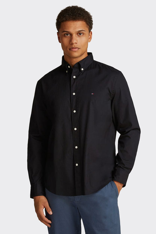 Poplin overhemd flex zwart
