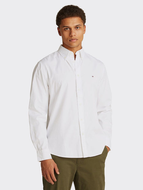 Poplin overhemd flex wit