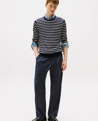 Tommy Hilfiger trui streep donkerblauw | Regular-fit