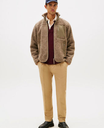 Tommy Hilfiger vest teddy fleece taupe | Regular-fit