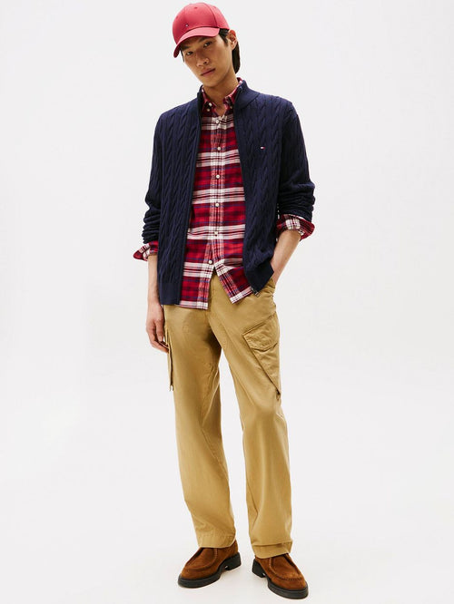 Tommy Hilfiger vest zip cable donkerblauw | Regular-fit