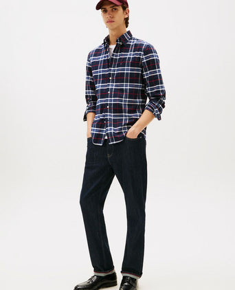 Tommy Hilfiger Oxford overhemd ruit donkerblauw | Regular-fit