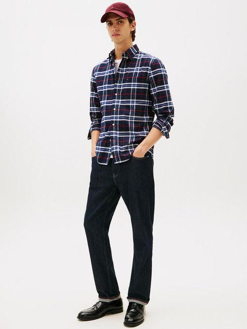 Tommy Hilfiger Oxford overhemd ruit donkerblauw | Regular-fit