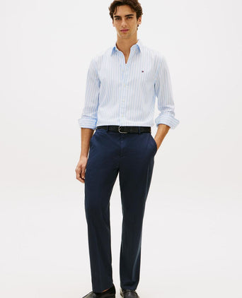 Poplin overhemd streep lichtblauw