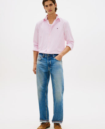 Poplin overhemd streep roze
