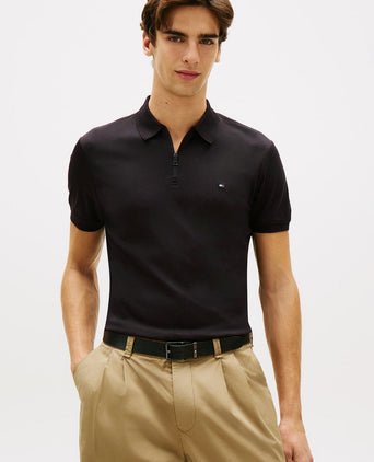 Half-zip polo interlock donkerblauw