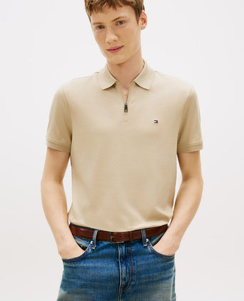 Half-zip polo interlock beige