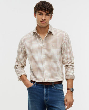 Flanel overhemd ruit beige