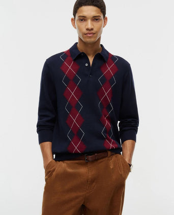 Long sleeve poloshirt checks
