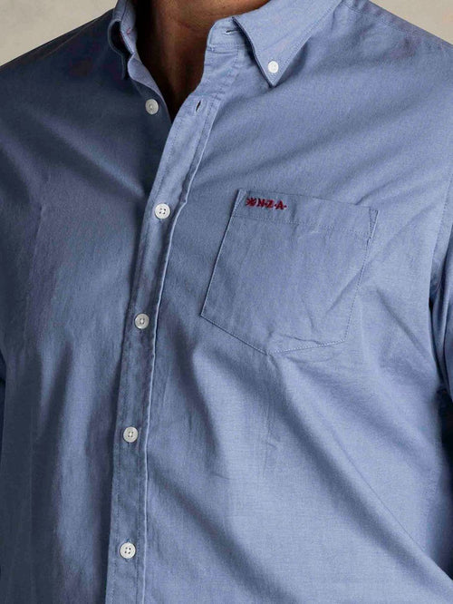 NZA shirt James twill melange blauw | Regular-fit