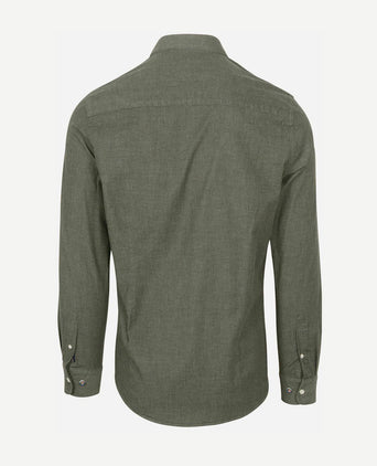 Shirt James twill melange olijfgroen