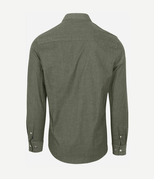 Shirt James twill melange olijfgroen