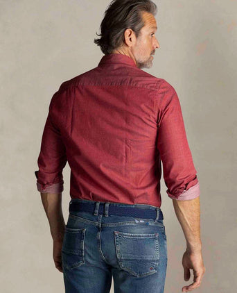 NZA shirt James twill melange rood | Regular-fit