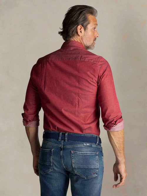 NZA shirt James twill melange rood | Regular-fit