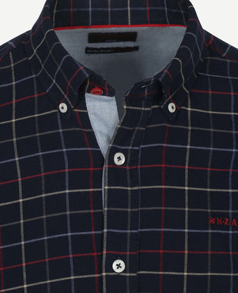 NZA shirt bruce waihi light flannel check icon donkerblauw | Regular-fit