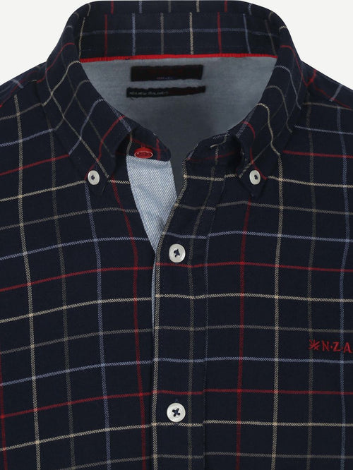 NZA shirt bruce waihi light flannel check icon donkerblauw | Regular-fit