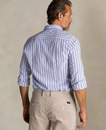 Shirt picton linnen blend streep blauw