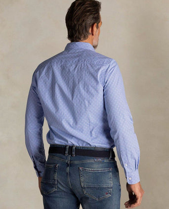 Shirt tuki jacquard print blauw
