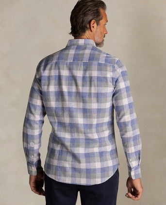 Shirt picton linnen blend ruit blauw