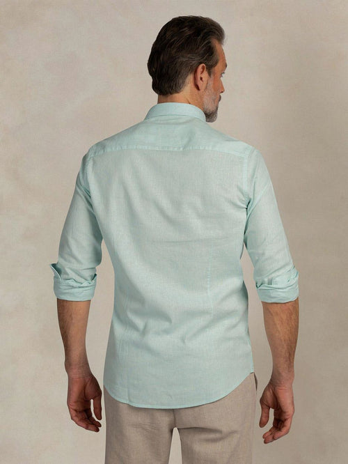 Shirt linnen blend aqua