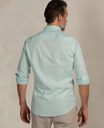 Shirt linnen blend aqua