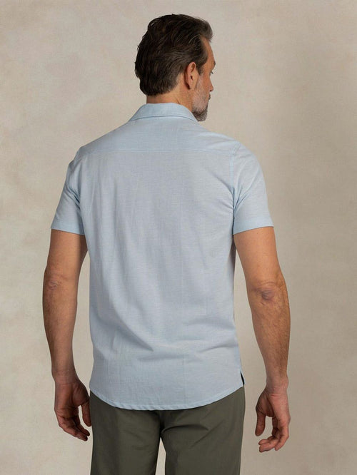 Overhemd short sleeve piqué sky blauw