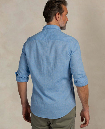 Shirt linnen blend sailing blauw