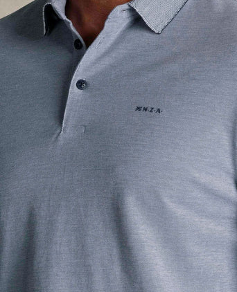 NZA longsleeve polo hamton piqué blauw | Regular-fit