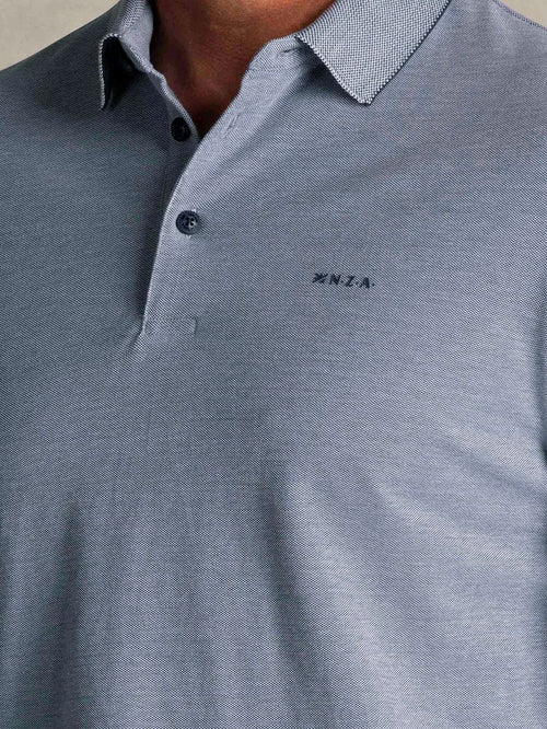NZA longsleeve polo hamton piqué blauw | Regular-fit