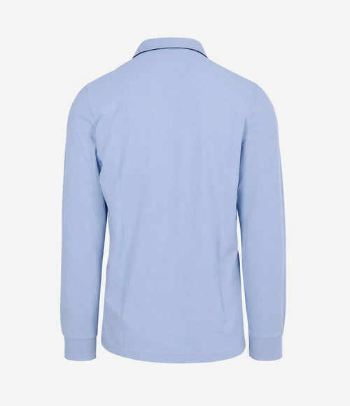 Longsleeve polo hamton piqué blauw