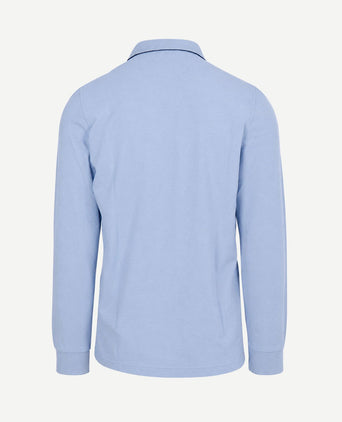 Longsleeve polo hamton piqué blauw