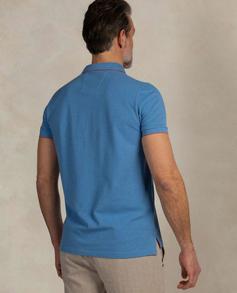 Polo henley piqué sailing blauw