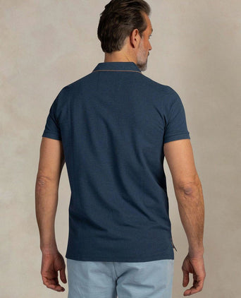 Polo henley piqué donkerblauw sky
