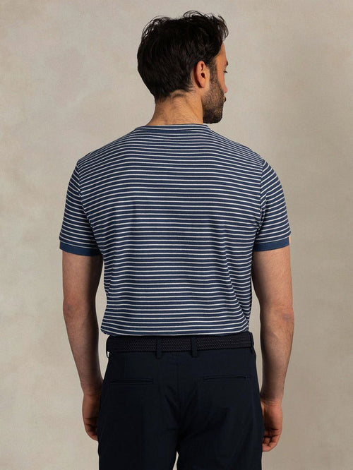 T-shirt jersey stripe donkerblauw sky