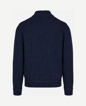 Pullover mocker eltham knit melange Oxford donkerblauw