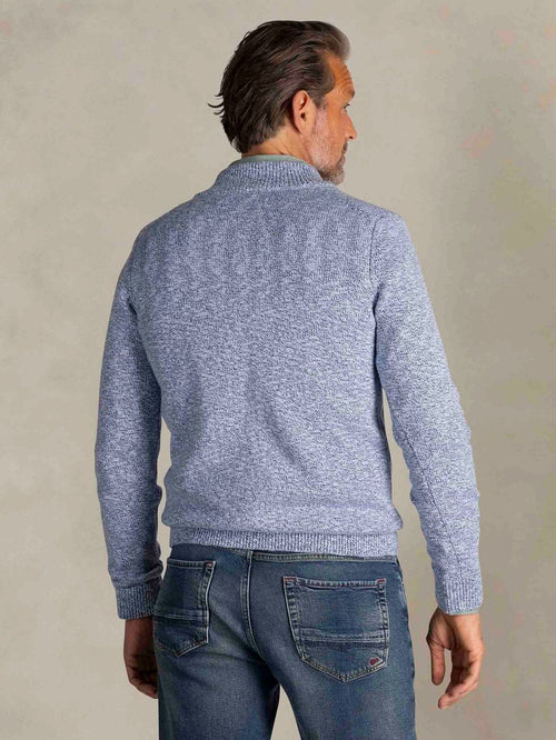 Trui halve rits thames milton slub blauw