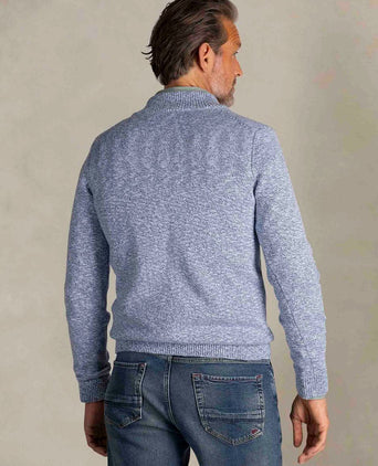 Trui halve rits thames milton slub blauw