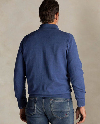 halve rits trui akar melange spring blue