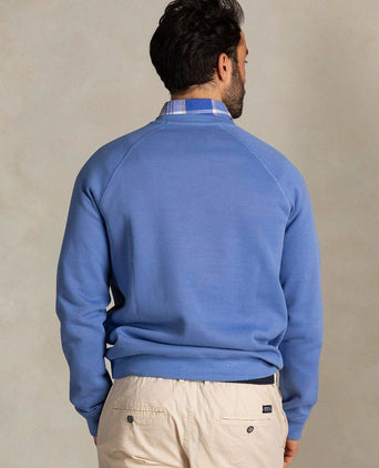 Sweater french rib logo blauw